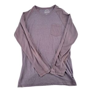 Dikotomy Premium Basics Mens Long Sleeve Pocket T-Shirt Purple Size L